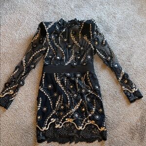 Zhivago Black and Gold Long Sleeve Dress